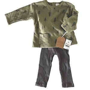 Grayson Collective Baby 2 Piece Outfit Set Tree Print Top Ribbed Leggings NEW